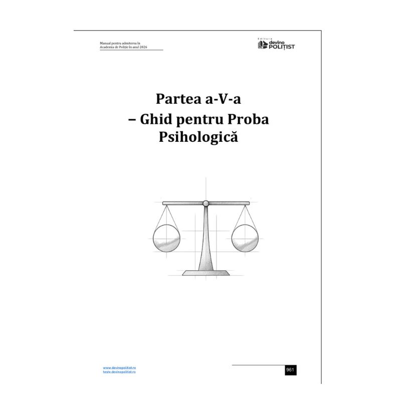 Partea V – Manual pentru Admiterea în Academia de Poliție în anul 2026