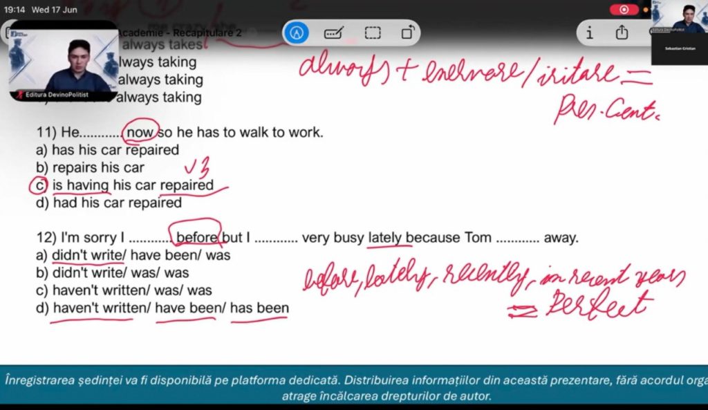 Curs LIVE de limba engleză pentru admiterea la școlile postliceale MAI, cu prof. Cristian Sebastian – Devino Polițist
