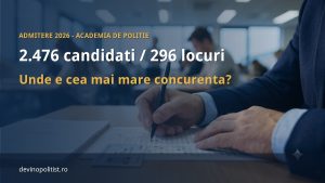 Concurență la admiterea 2026 la Academia de Poliție: 2.476 candidați apți pentru 296 de locuri, cea mai mare fiind la Jandarmi (10,6 pe loc)